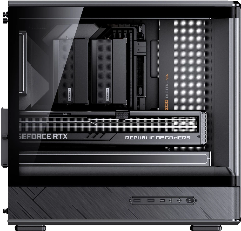 Jonsbo D200 PC Case, Mini Tower, mATX, Tempered Glass – juodas