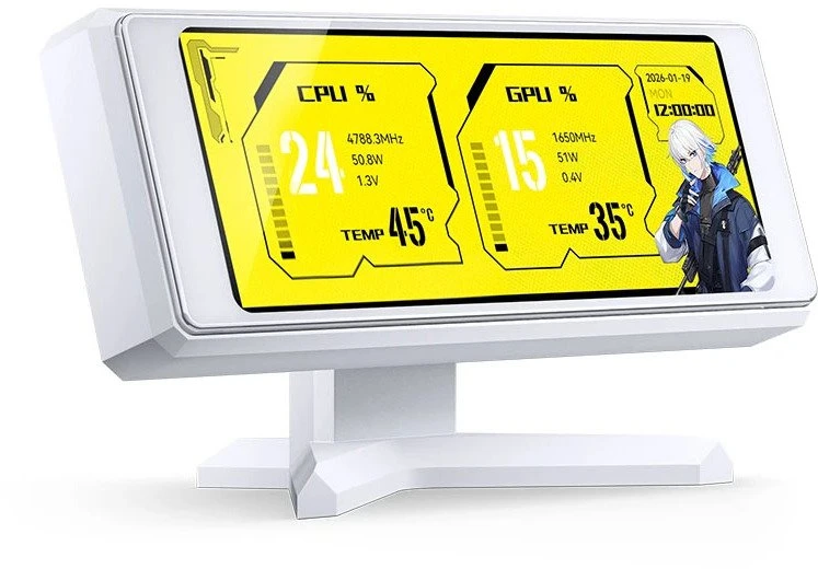 Jonsbo DS339 Mini Ekranas, 3,39 col. IPS Bildschirm, USB Anschluss, kompakt – baltos spalvos