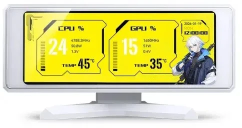 Jonsbo DS339 Mini Ekranas, 3,39 col. IPS Bildschirm, USB Anschluss, kompakt – baltos spalvos