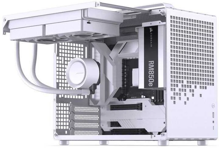 Jonsbo Jonsplus Z20 Mesh PC-kompiuterio korpusas, Mini Tower, Micro-ATX, mit Tragegriff – baltos spalvos