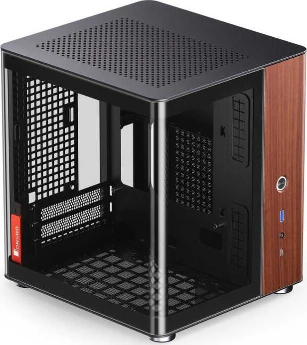 Jonsbo TK-0 PC kompiuterio korpusas, Mini-Tower, Mini-ITX, Tempered Glass, Holz – juodos spalvos