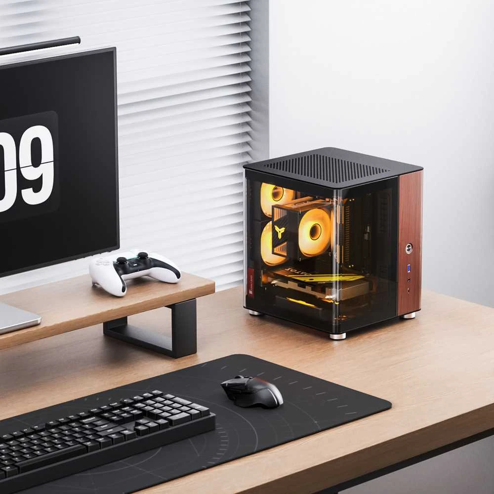 Jonsbo TK-0 PC kompiuterio korpusas, Mini-Tower, Mini-ITX, Tempered Glass, Holz – juodos spalvos