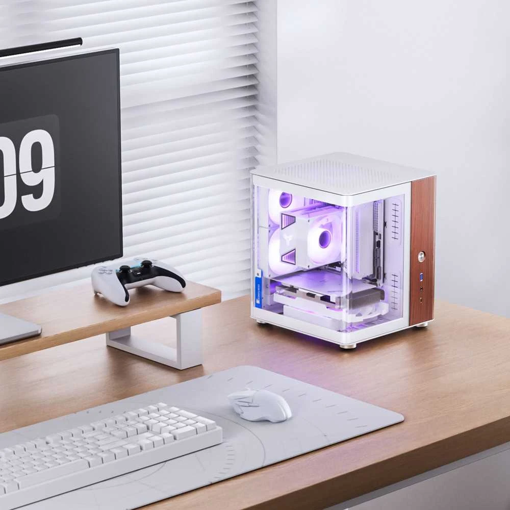 Jonsbo TK-0 PC kompiuterio korpusas, Mini-Tower, Mini-ITX, Tempered Glass, Holz – baltos spalvos