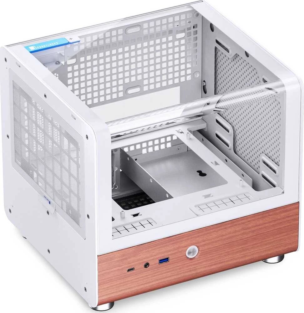 Jonsbo TK-0 PC kompiuterio korpusas, Mini-Tower, Mini-ITX, Tempered Glass, Holz – baltos spalvos