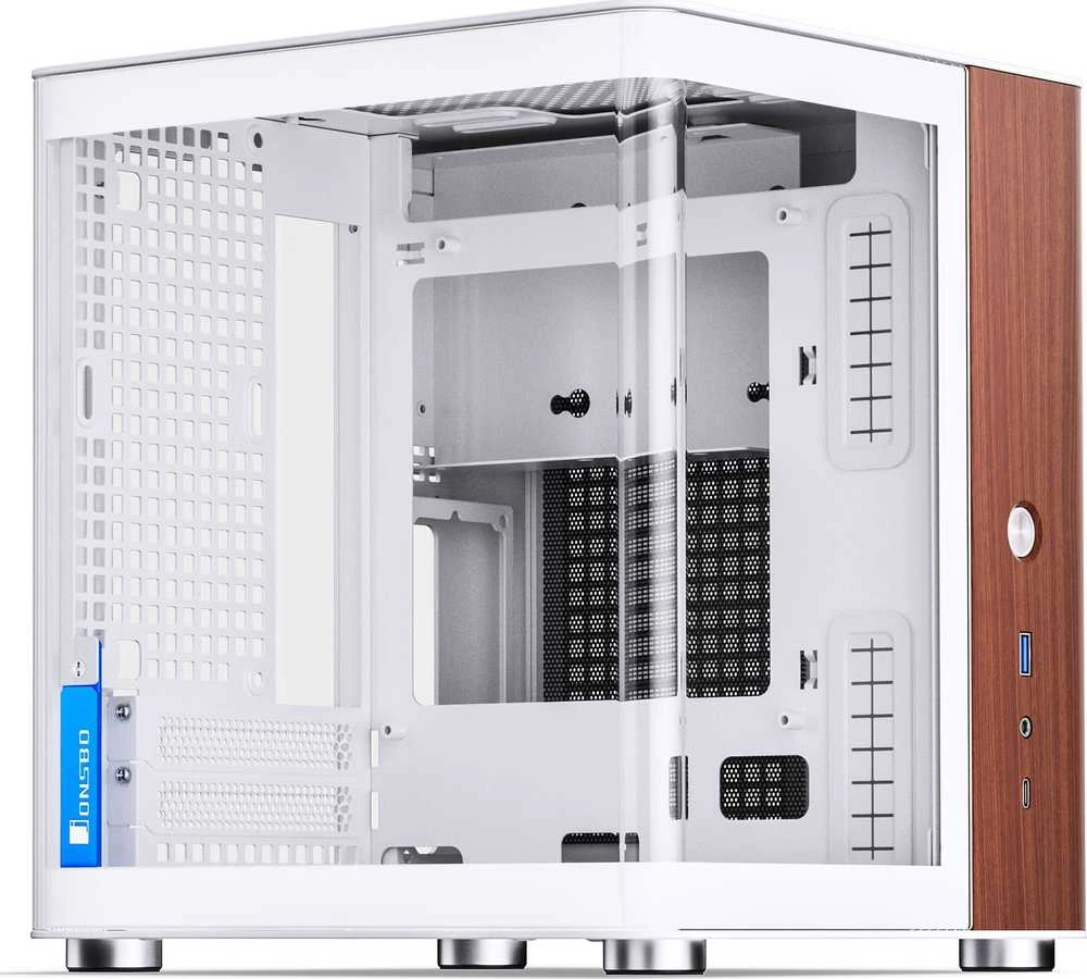 Jonsbo TK-0 PC kompiuterio korpusas, Mini-Tower, Mini-ITX, Tempered Glass, Holz – baltos spalvos