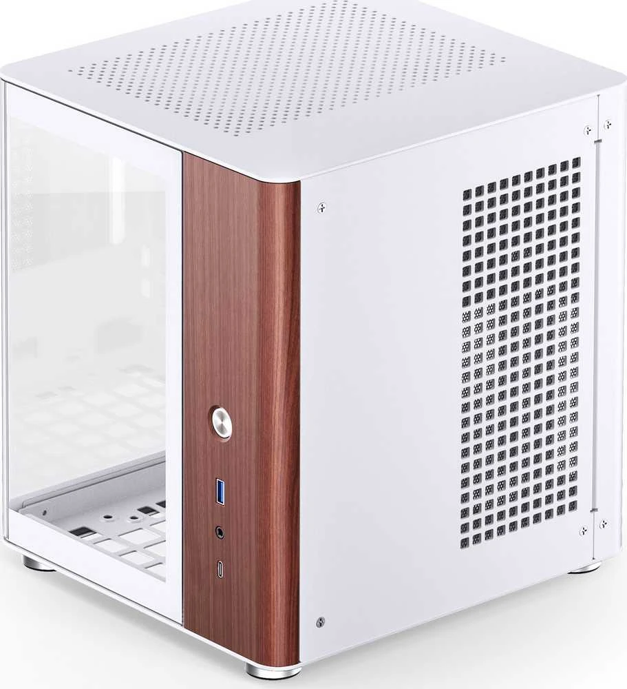 Jonsbo TK-0 PC kompiuterio korpusas, Mini-Tower, Mini-ITX, Tempered Glass, Holz – baltos spalvos