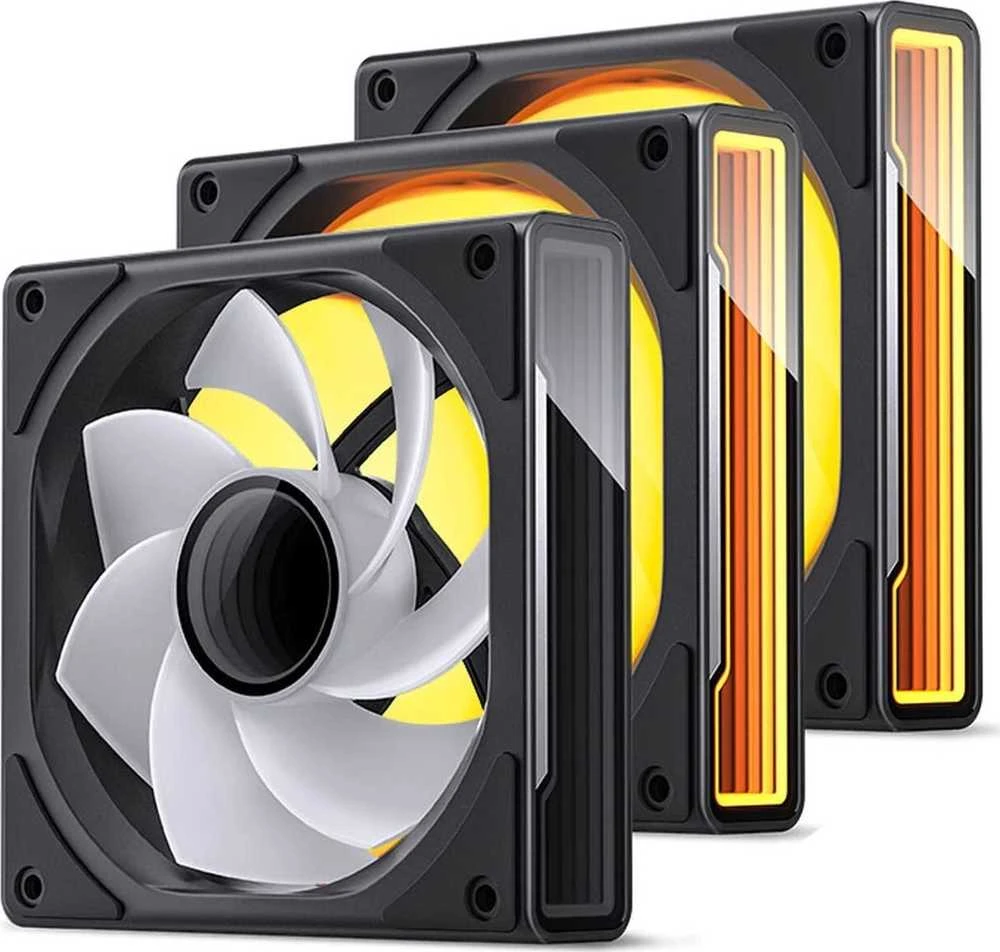 Jonsbo ZK-120BR ARGB Reverse Blade PWM korpuso ventiliatorius, 120mm, 3er-Pack – juodos spalvos