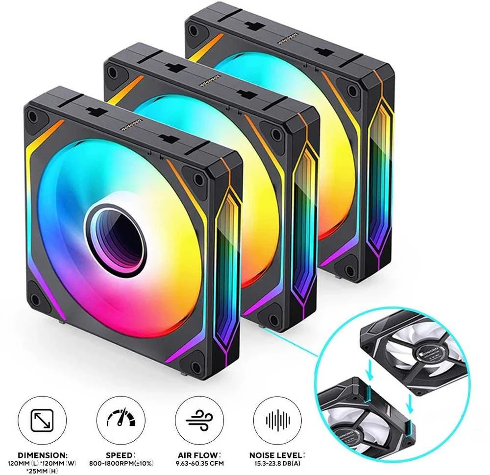 Jonsbo ZL-120B PWM ARGB korpuso ventiliatorius 3er Pack, – 120mm, juodos spalvos