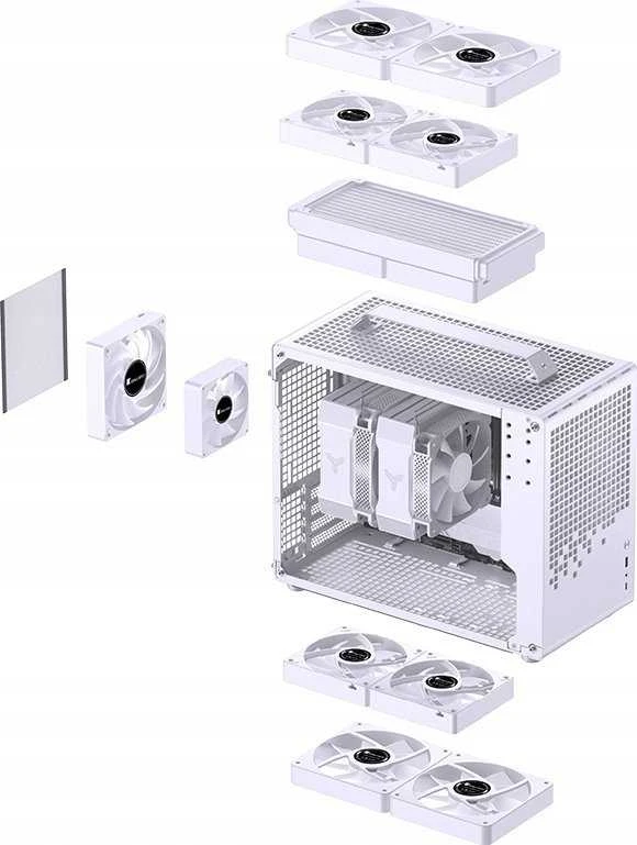 Jonsplus Z20 Micro-ATX kompiuterio korpusas, mit Tragegriff – baltos spalvos