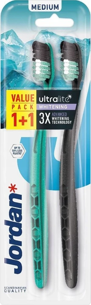JORDAN_Ultralite dantų šepetėlis Baltas Medium 2 vnt.