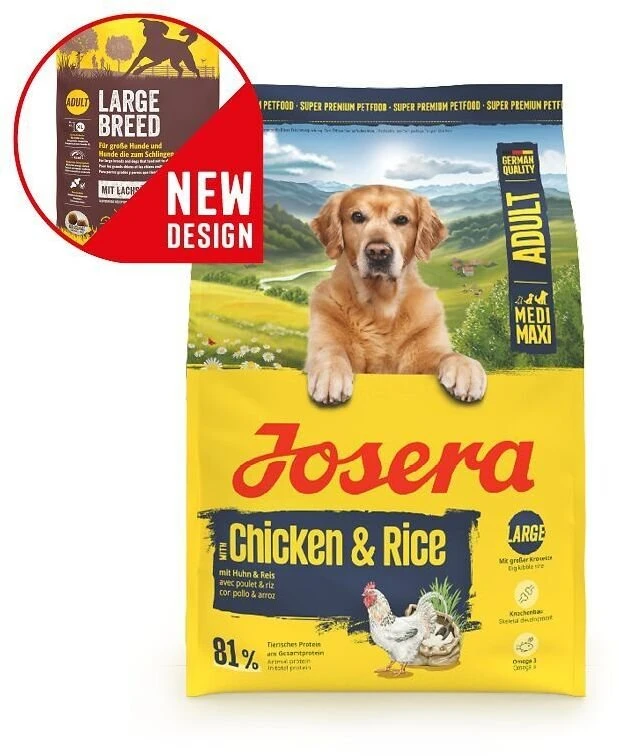 Josera Medium/Maxi Adult vištiena ir ryžiai sausas pašaras vidutinių ir didelių veislių šunims su vištiena ir ryžiais, 12,5kg