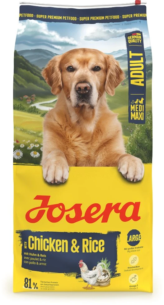 Josera Medium/Maxi Adult vištiena ir ryžiai sausas pašaras vidutinių ir didelių veislių šunims su vištiena ir ryžiais, 12,5kg