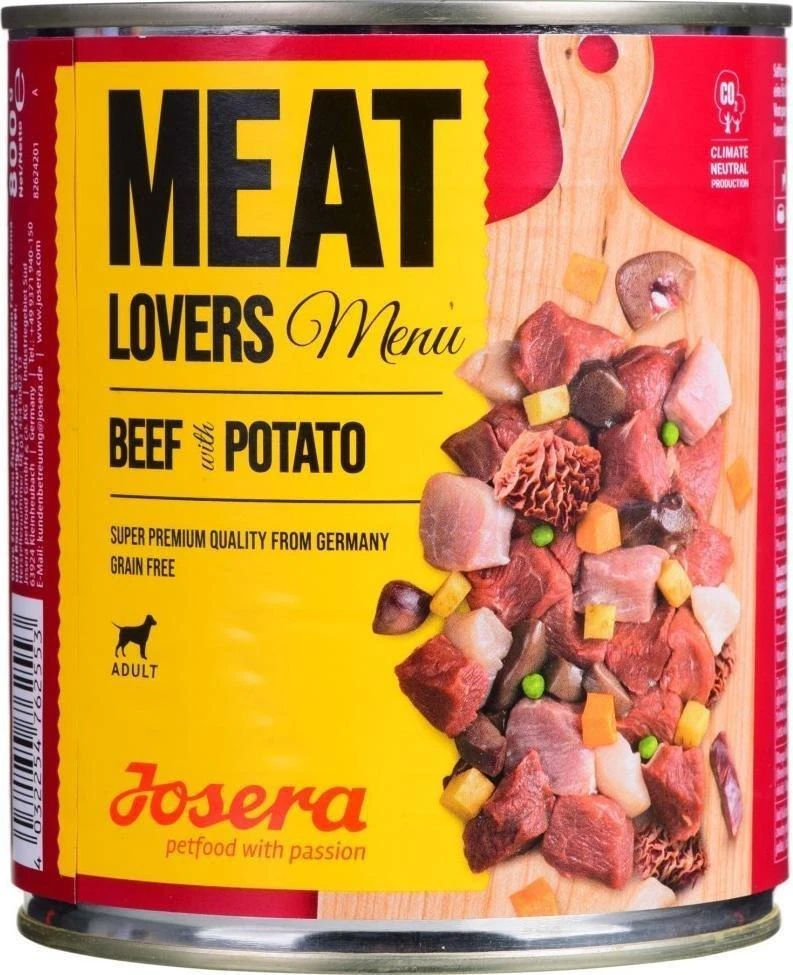 Josera Meat Lovers Menu jautiena with bulvės konservuotas pašaras šunims su jautiena ir bulvėmis, 400g