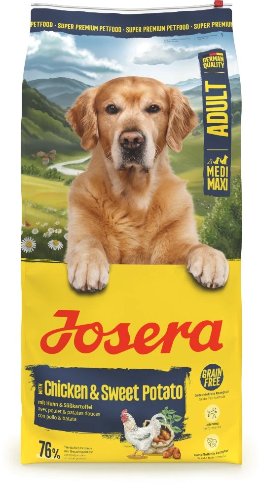 Josera Medium/Maxi vištiena and Sweet bulvės sausas pašaras šunims su paukštiena ir batatais, 12,5kg