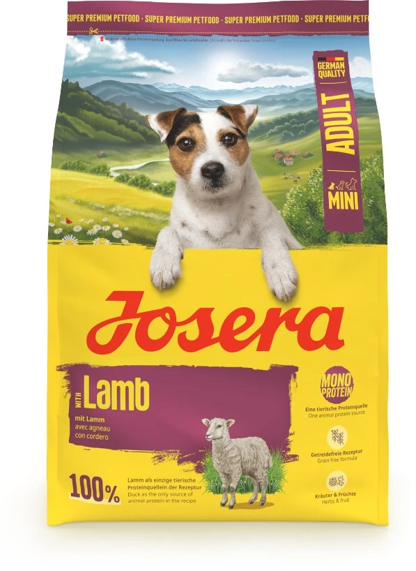 Josera Mini Adult Lamb - begrūdis sausas pašaras mažų veislių šunims su ėriena, 10 kg