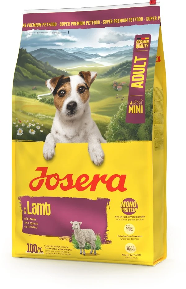 Josera Mini Adult Lamb - begrūdis sausas pašaras mažų veislių šunims su ėriena, 10 kg
