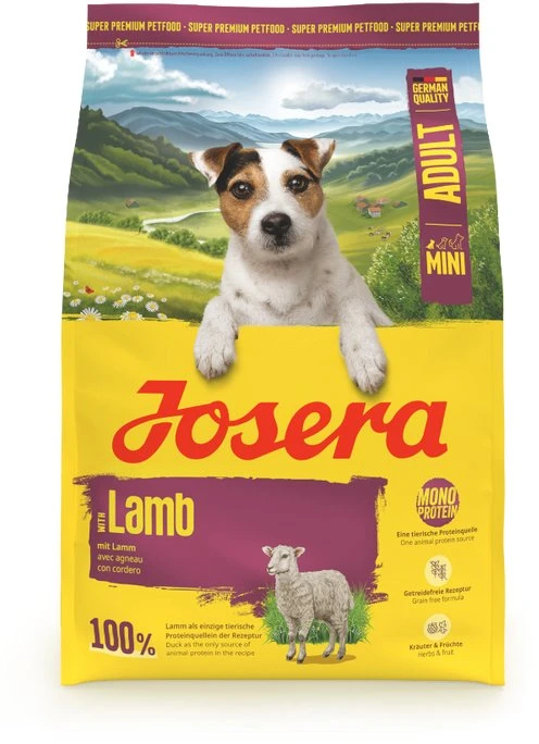 Josera Mini ėriena begrūdis sausas pašaras mažų veislių šunims su ėriena, 900 g