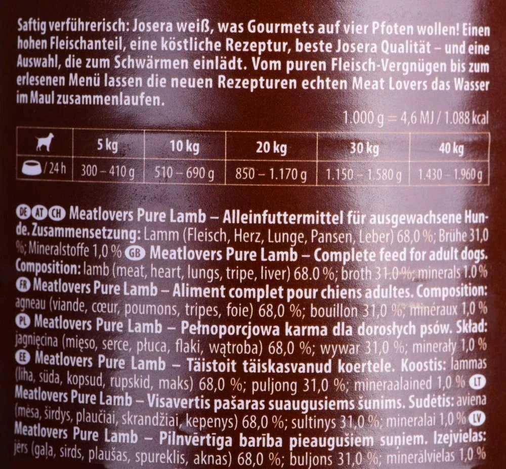 Josera Meatlovers Pure ėriena maistas mokra šunims 400g (30003900)