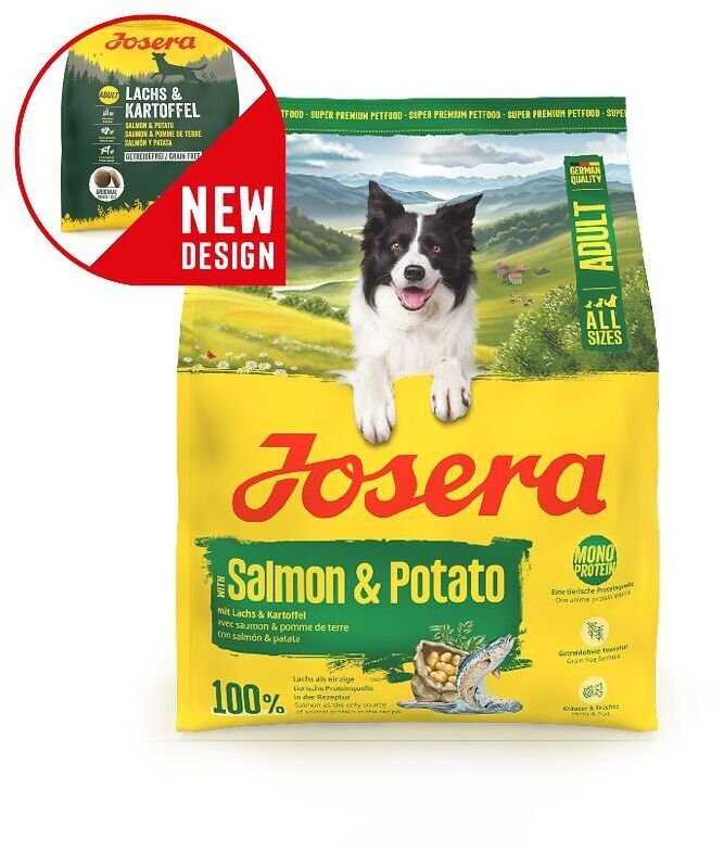 Josera A/S su lašiša ir bulvėmis begrūdis sausas pašaras šunims su lašiša ir bulvėmis, 900 g