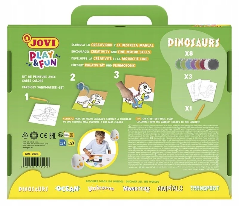 Jovi JOVI Play&Fun smėlio dažymo rinkinys, dinozaurai