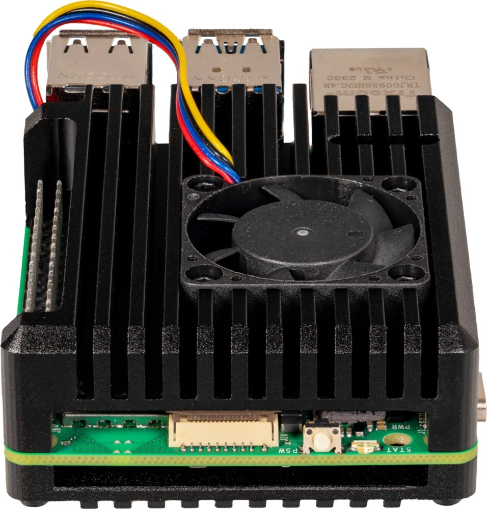 Joy-IT aliuminis dėklas Raspberry Pi 5 - juodas, Armor Case Block Active
