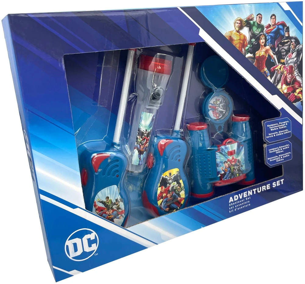 Joy Toy Džiaugsmo žaislas 4 viename rinkinys Racija Žibintuvėlis Žiūronai Kompasas Vaikams Betmenas Supermenas / 23933 DC