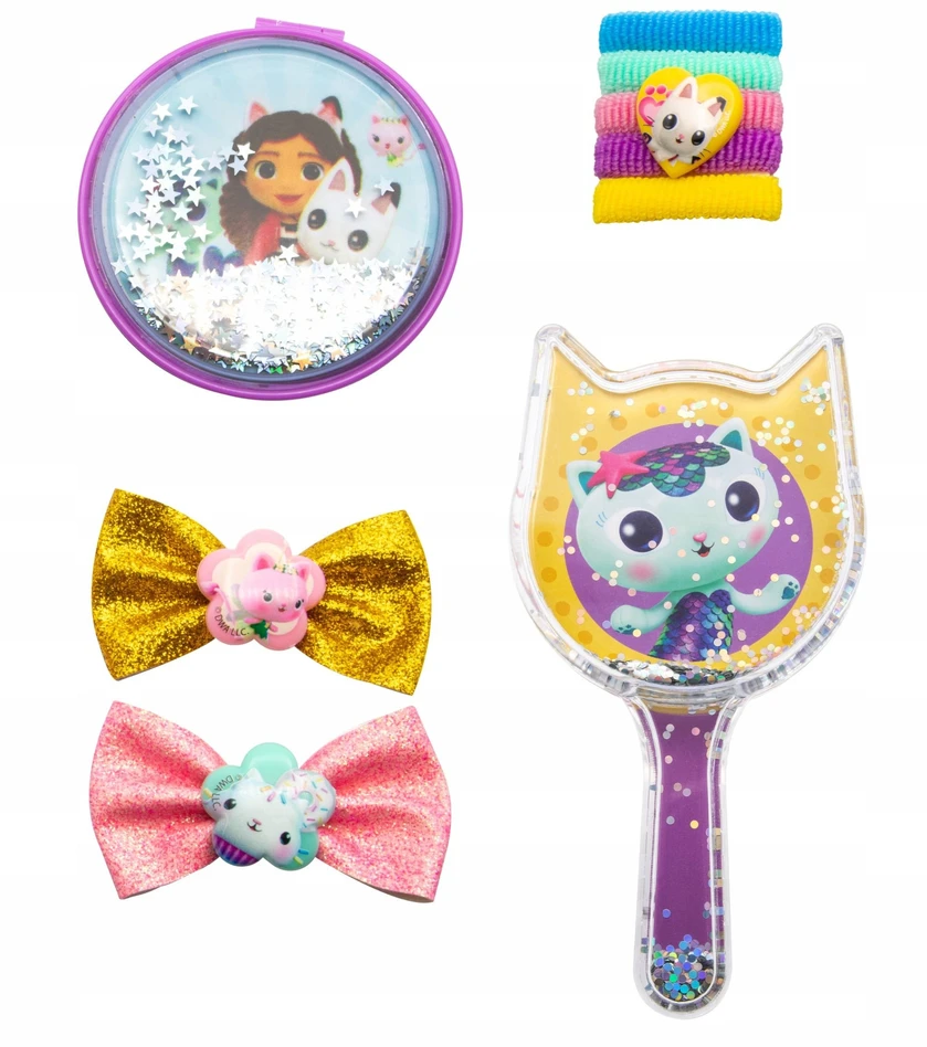 Joy Toy Gabių namelių katė Plaukų aksesuarų rinkinys Veidrodis Segtukai Gumelės Šepetys / 23887