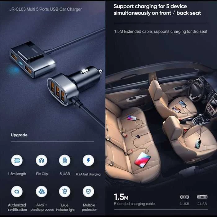Įkroviklis Joyroom JR-CL03 5x USB-A 3.1 A (6941237122353)