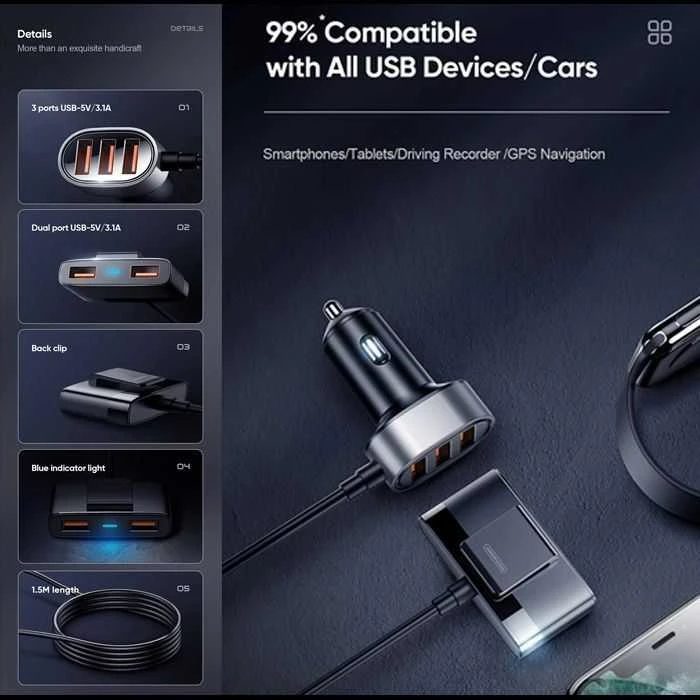 Įkroviklis Joyroom JR-CL03 5x USB-A 3.1 A (6941237122353)