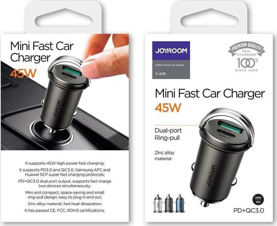 JOYROOM automobilinis įkroviklis PD 45W - Juodas
