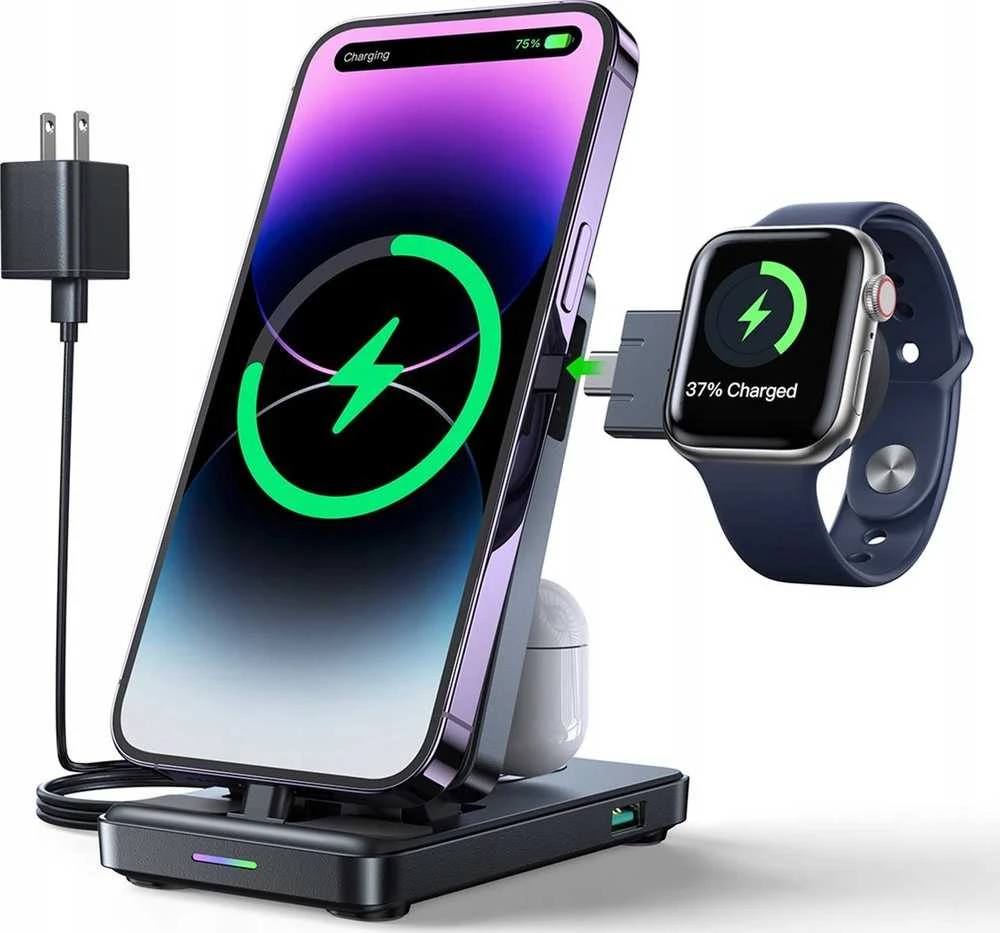 Įkroviklis belaidis Joyroom JR-WQS02 4-in-1 for iPhone AirPods Apple Watch juodas