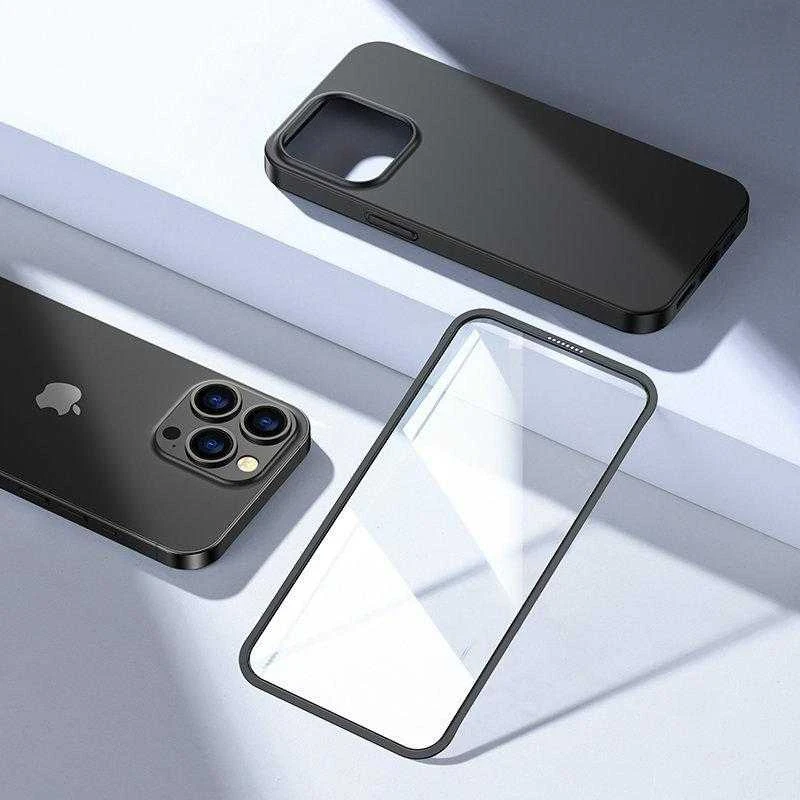 Joyroom 360 priekinis ir galinis dangtelis telefonui Apple iPhone 13 Pro + apsauginis ekrano stiklas juodos spalvos (JR-BP935 juodos spalvos)