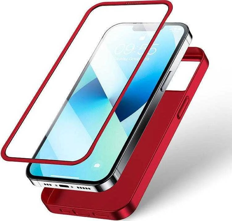 Joyroom 360 Full Case priekinis ir galinis dangtelis, skirtas iPhone 13 + grūdinto stiklo ekrano apsauga raudona (JR-BP927 raudona)