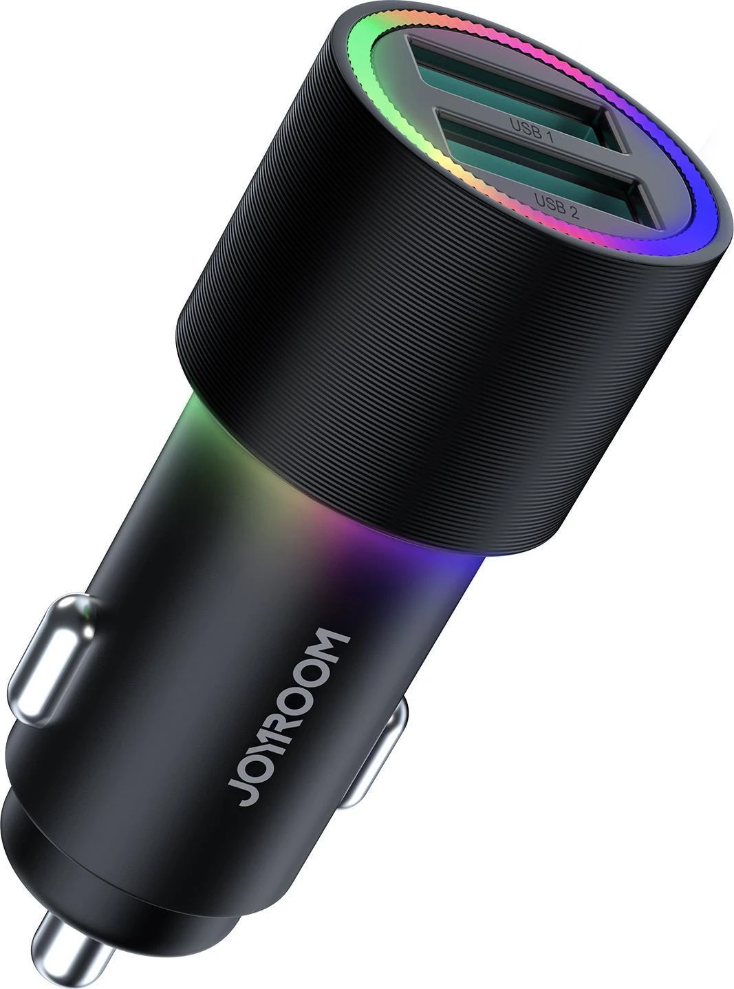 Automobilinis įkroviklis Joyroom JR-CL10 LED 2xUSB 24W juodas