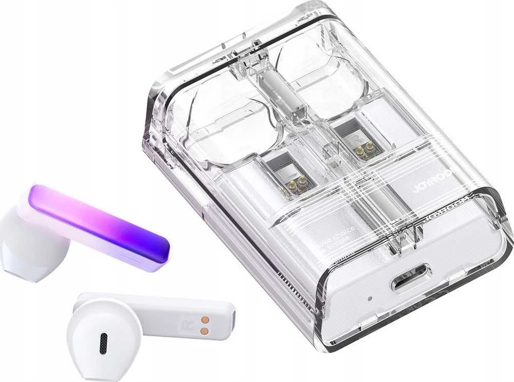 TWS Joyroom JR-TC1 IceLens Series belaidės ausinės su LED lights – baltos spalvos