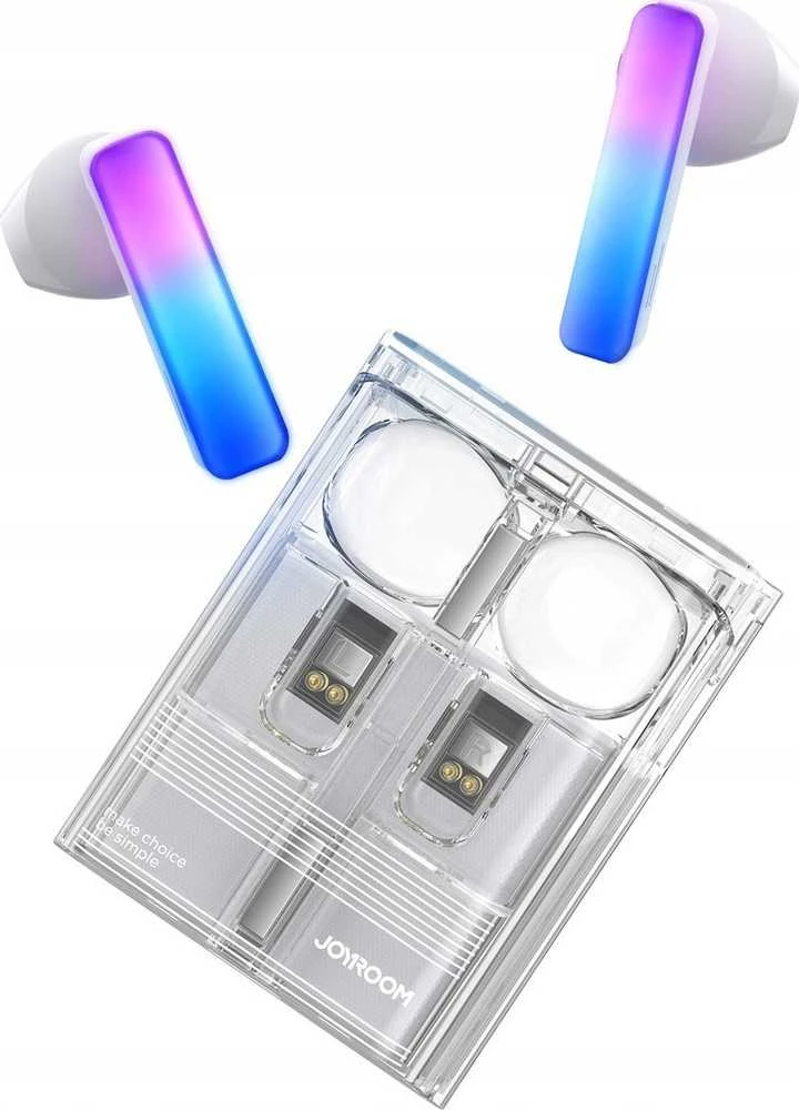 TWS Joyroom JR-TC1 IceLens Series belaidės ausinės su LED lights – baltos spalvos