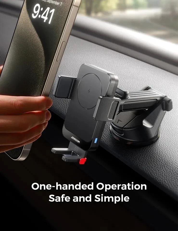 Joyroom JR-ZS241S car mount with inductive charger skirtas dashboard – juodos spalvos