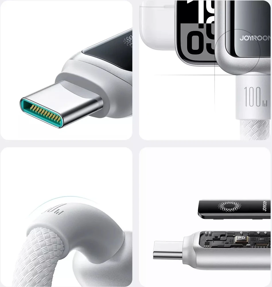 Joyroom S-A55 StarFlight 100W USB-C – USB-C laidas 1,2 m – Baltas