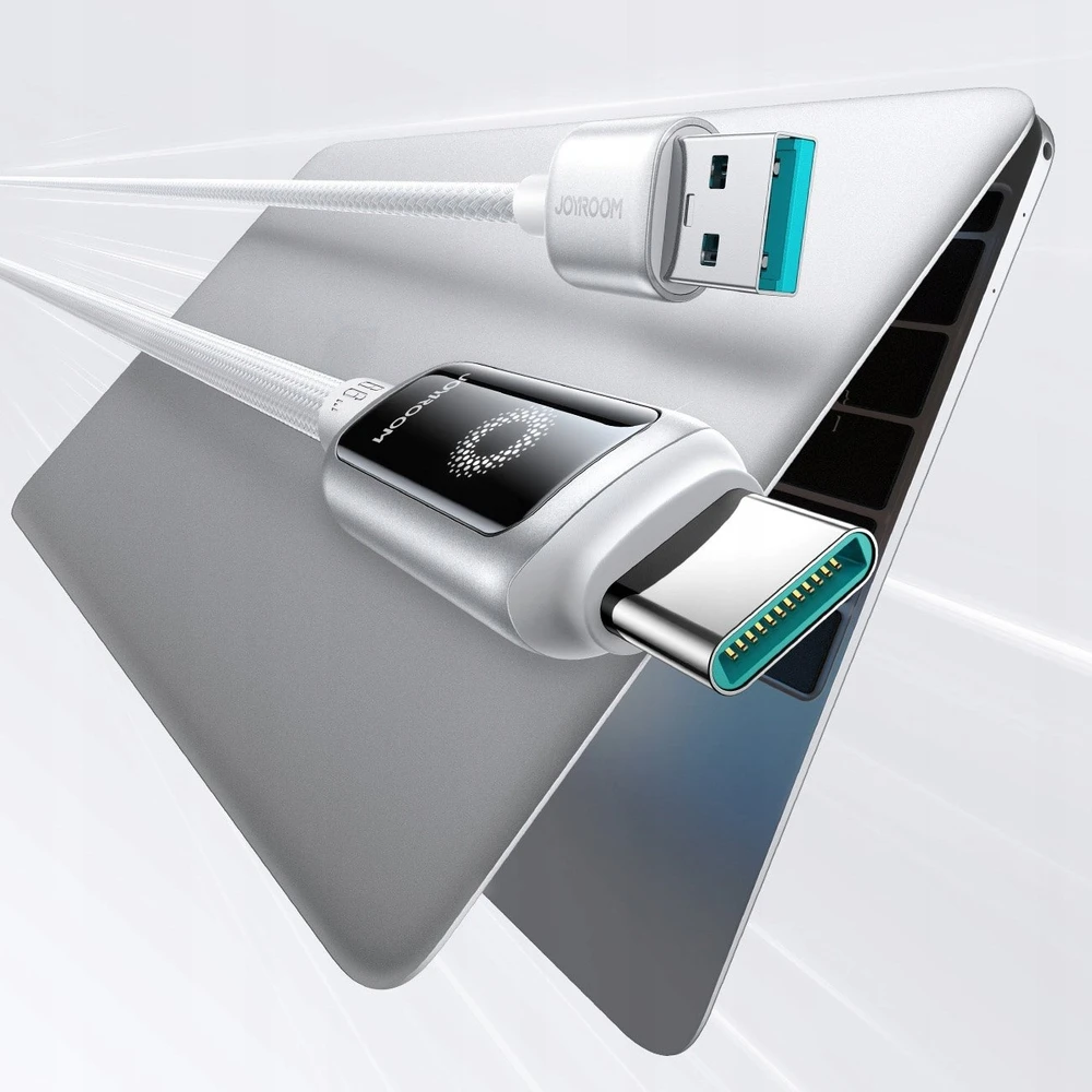 Kabelis Joyroom S-A55 StarFlight 66W USB-A – USB-C 1,2m – baltos spalvos