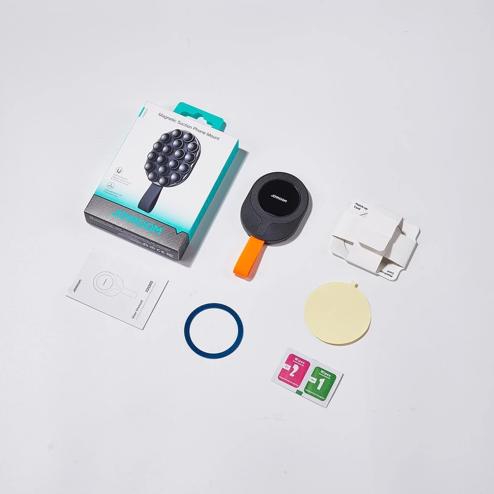 Joyroom JR-ZS393-S magnetinis laikiklis su siurbtukais 4,7–7 colių telefonui – juodas ir oranžinis
