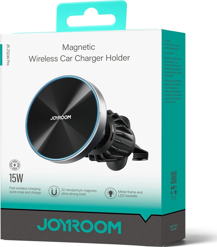 Automobilinis laikiklis-įkroviklis Joyroom JR-ZS240 Pro MagSafe 15W juodas