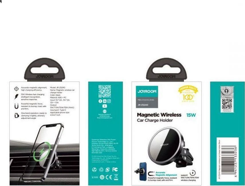 Automobilinis laikiklis-įkroviklis Joyroom JR-ZS240 MagSafe 15W juodas