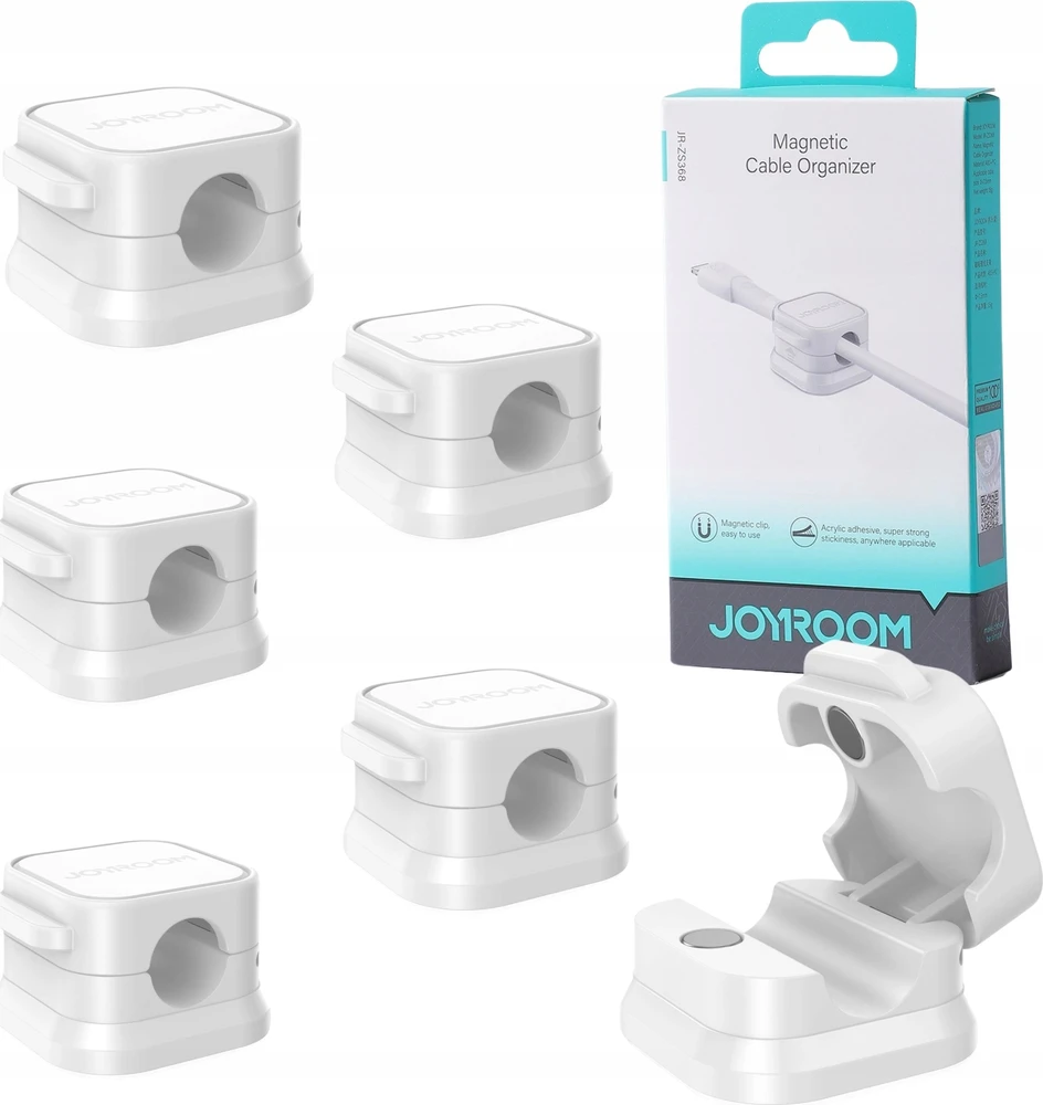 Magnetic Cable Organizer Joyroom JR-ZS368 3 vnt baltos spalvos