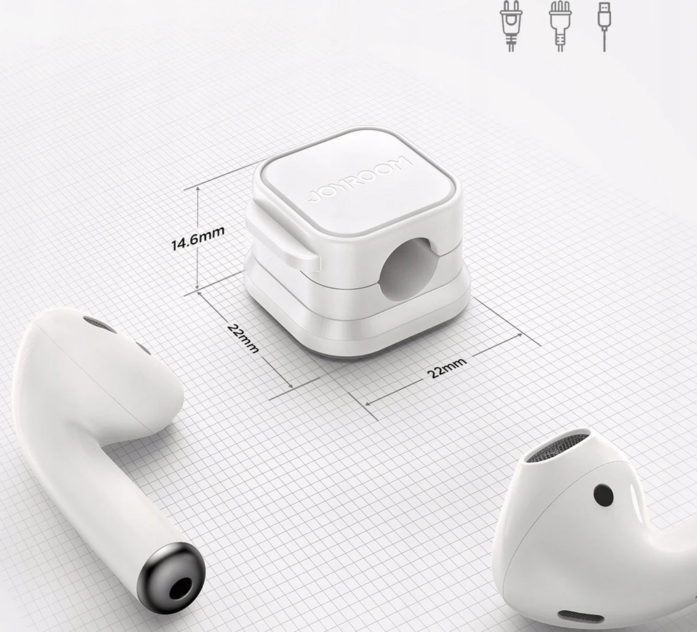 Magnetic Cable Organizer Joyroom JR-ZS368 3 vnt baltos spalvos