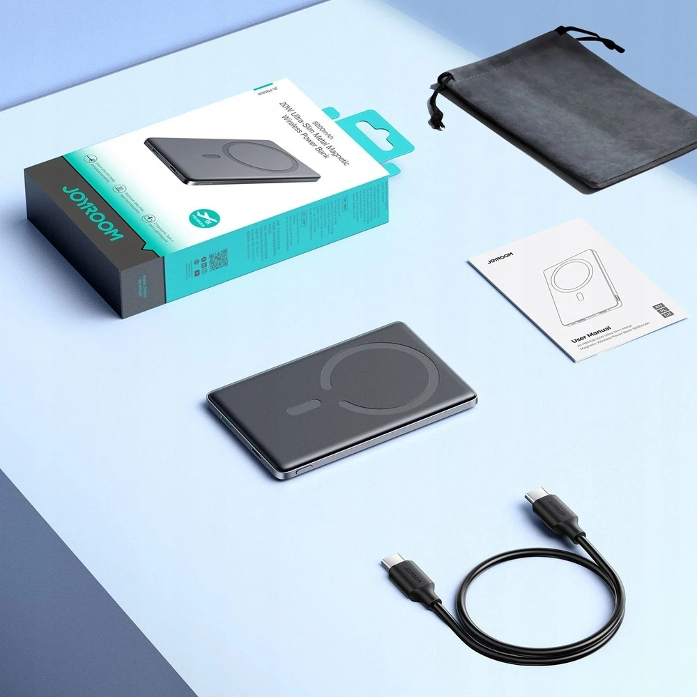 Powerbank Joyroom JR-PBM08 5000mAh 20W su belaidžiu įkrovimu – pilkos spalvos