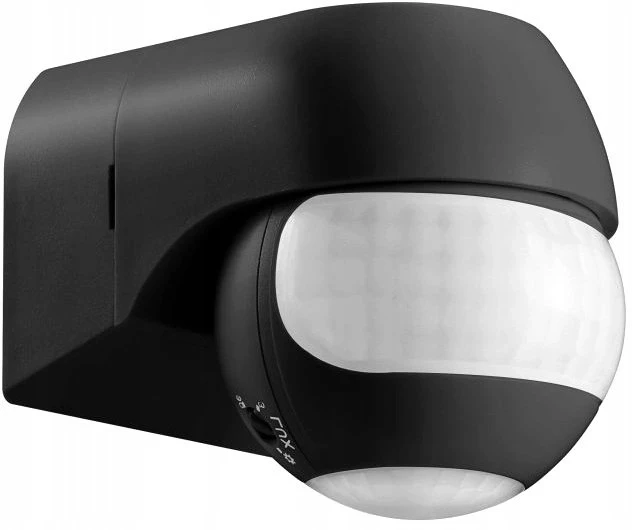 Czujnik Judesio jutiklis 180° IP44, 800W, maks. 15m, mini, juodas