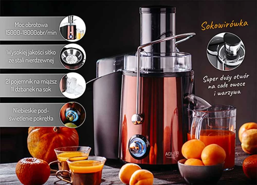 Sulčiaspaudė Adler | Juicer | AD 4129 | Type Juicer maker | Copper | 1000 W | Greičių skaičius 2