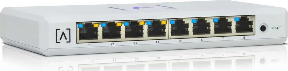 Šakotuvas „Alta Labs S8-PoE“ komutatorius, 8x RJ45 1000Mb/s, 4x PoE+, 60W, „Bluetooth“, programėlė