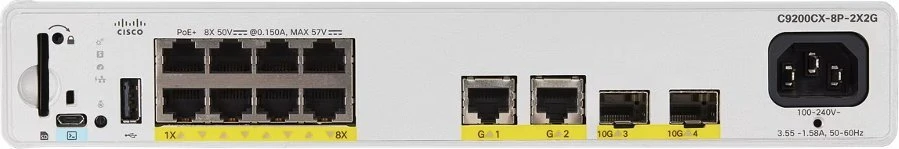 Šakotuvas Cisco CATALYST 9000 COMPACT SWITCH 8 - PORT POE+ 240W ESSENTIALS