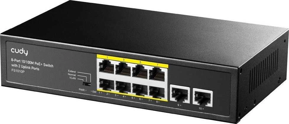 Šakotuvas Komutatorius - Cudy FS1010P 8-Portis PoE Fast Ethernet Juodas